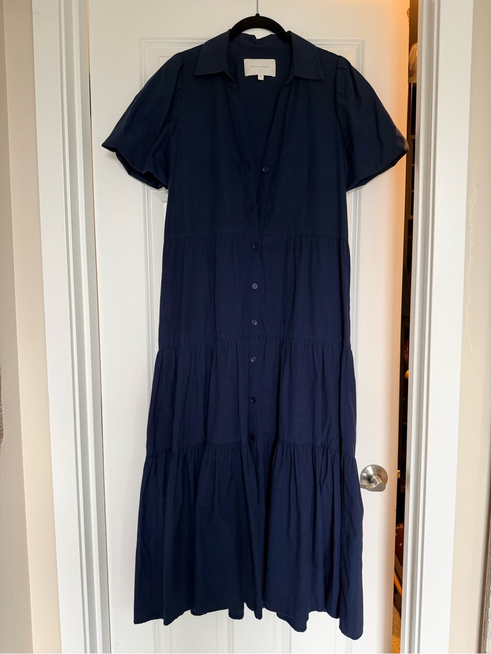 Brochu Walker Navy Button-Front Tiered Midi Dress